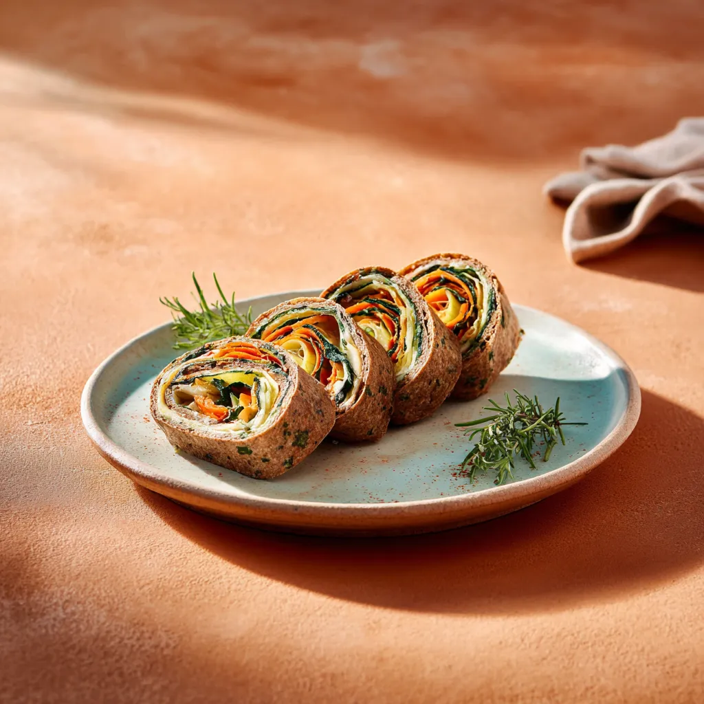 Roulé de galette aux légumes et vinaigre de cidre